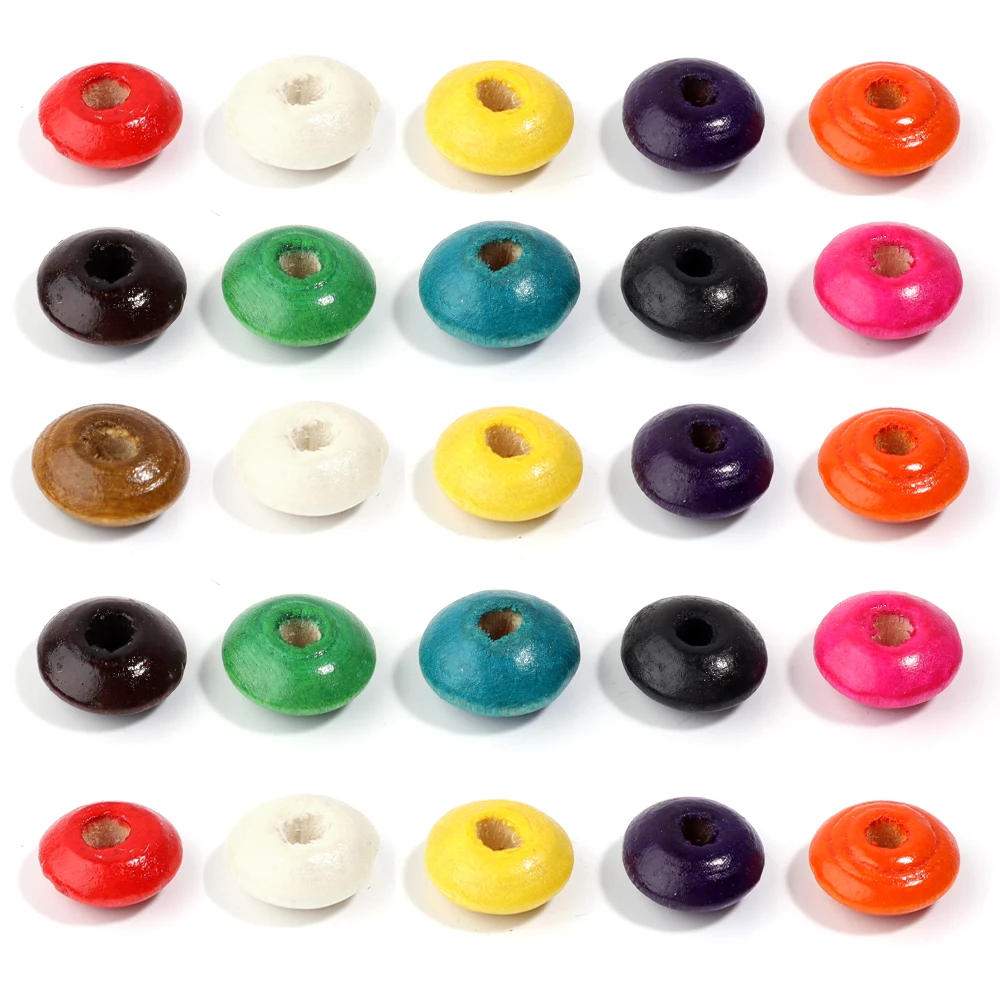 100-500pcs/lot Abacus Natural Wooden Beads Flat Round Loose Spacer Beads For DIY Jewelry Making Necklace Bracelet Craft Supplies