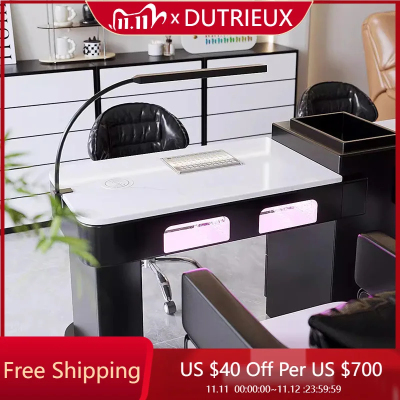 

Minimalist High Quality Nail Desk Black Luxury Light Luxury Nordic Manicure Table Modern Cleaning Nagel Tisch Salon Furniture
