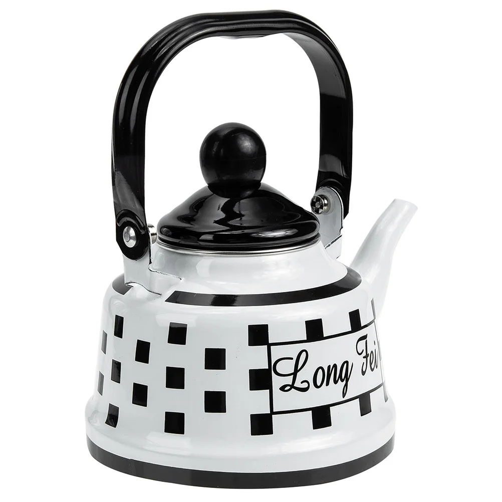 

Kettle Enamel Teapot Thickened Stovetop Daily Use Coffee Handle Vintage Teakettle Water Black