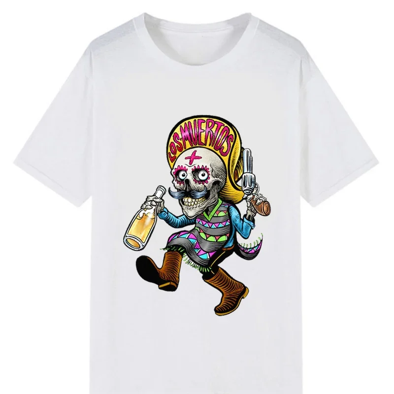 Men Day of The Dead Posada T Shirts Mexican Folk Art Sugar Skull  Clothing Short Sleeve Round Neck Tees Casual Streetwear Tops