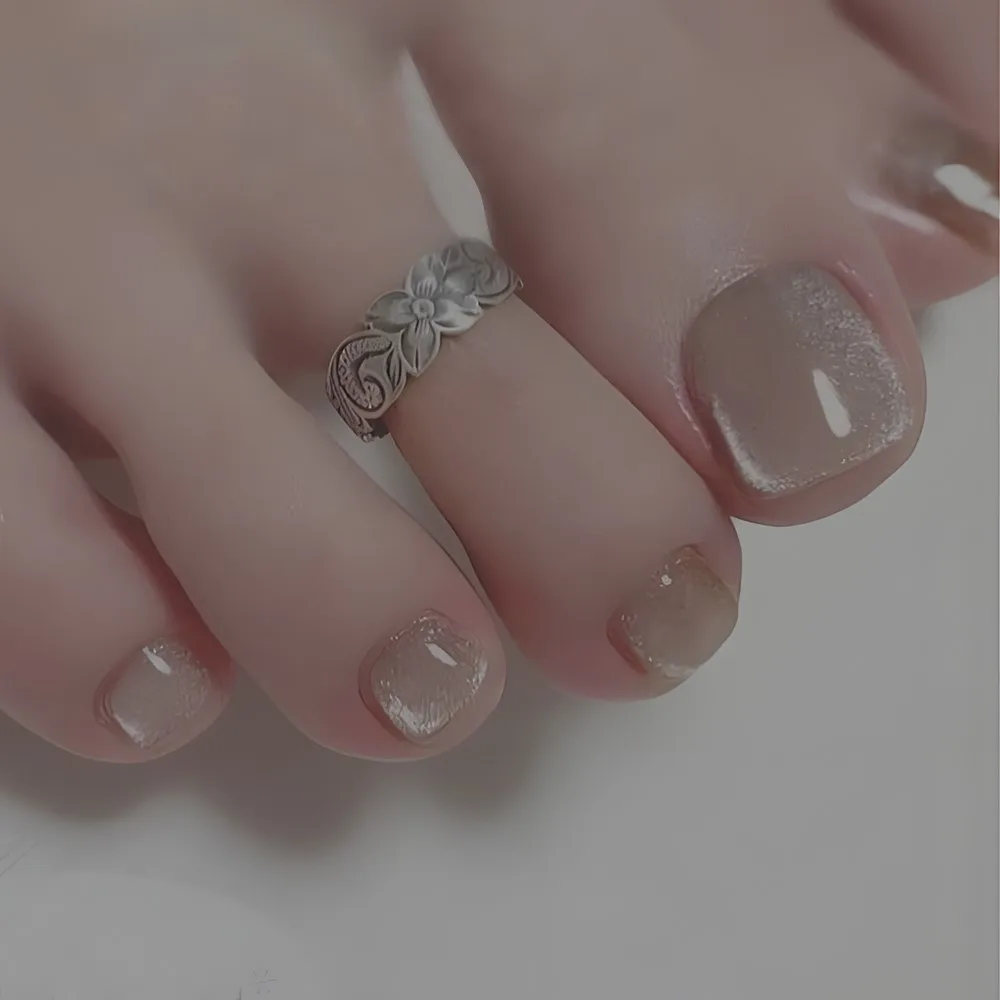 24개 여름용 인조 발톱 오로라 캣아이 가짜 발톱 패치 비치웨어 가능 탈부착 가능한 사각형 헤드 프레스온 발톱