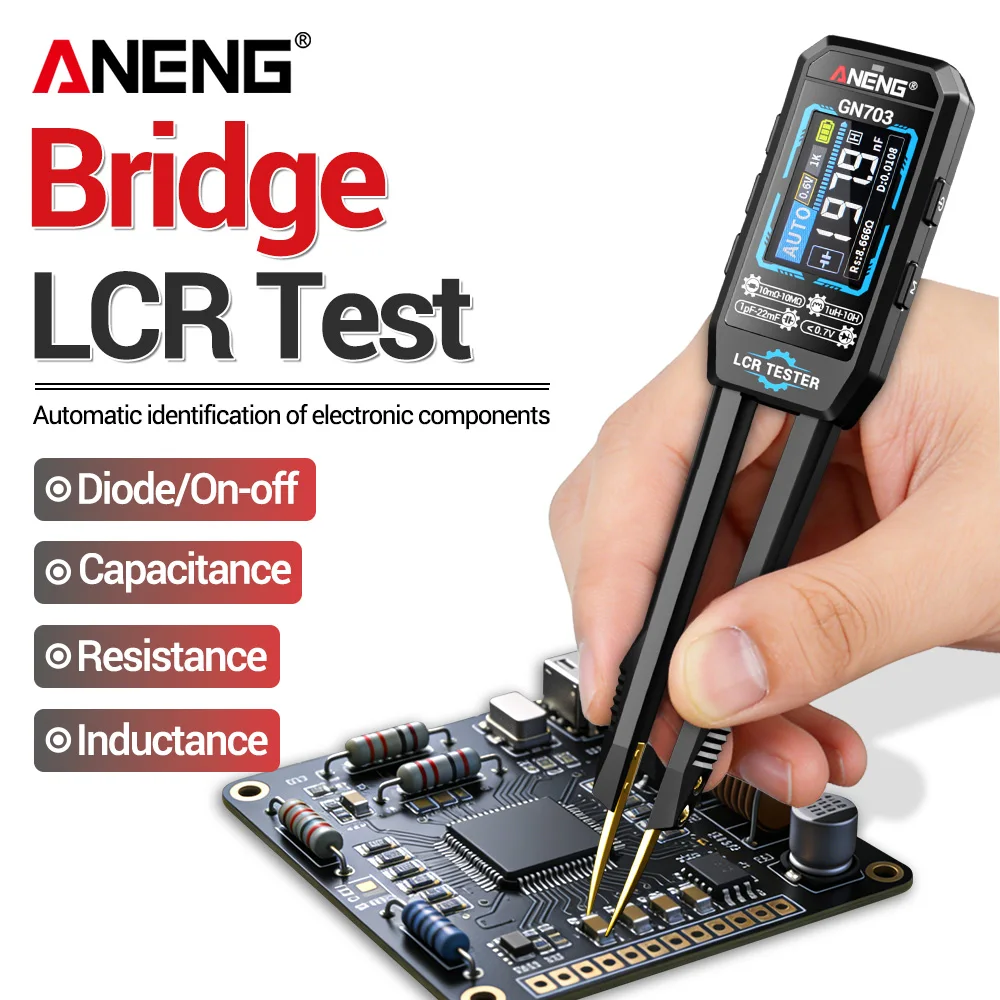 

Измеритель LCR-моста ANENG GN703: Цифровой интеллектуальный тестер с USB 5В/1А для измерения сопротивления, емкости, индуктивности, диодов и частоты. Портативный инструмент.