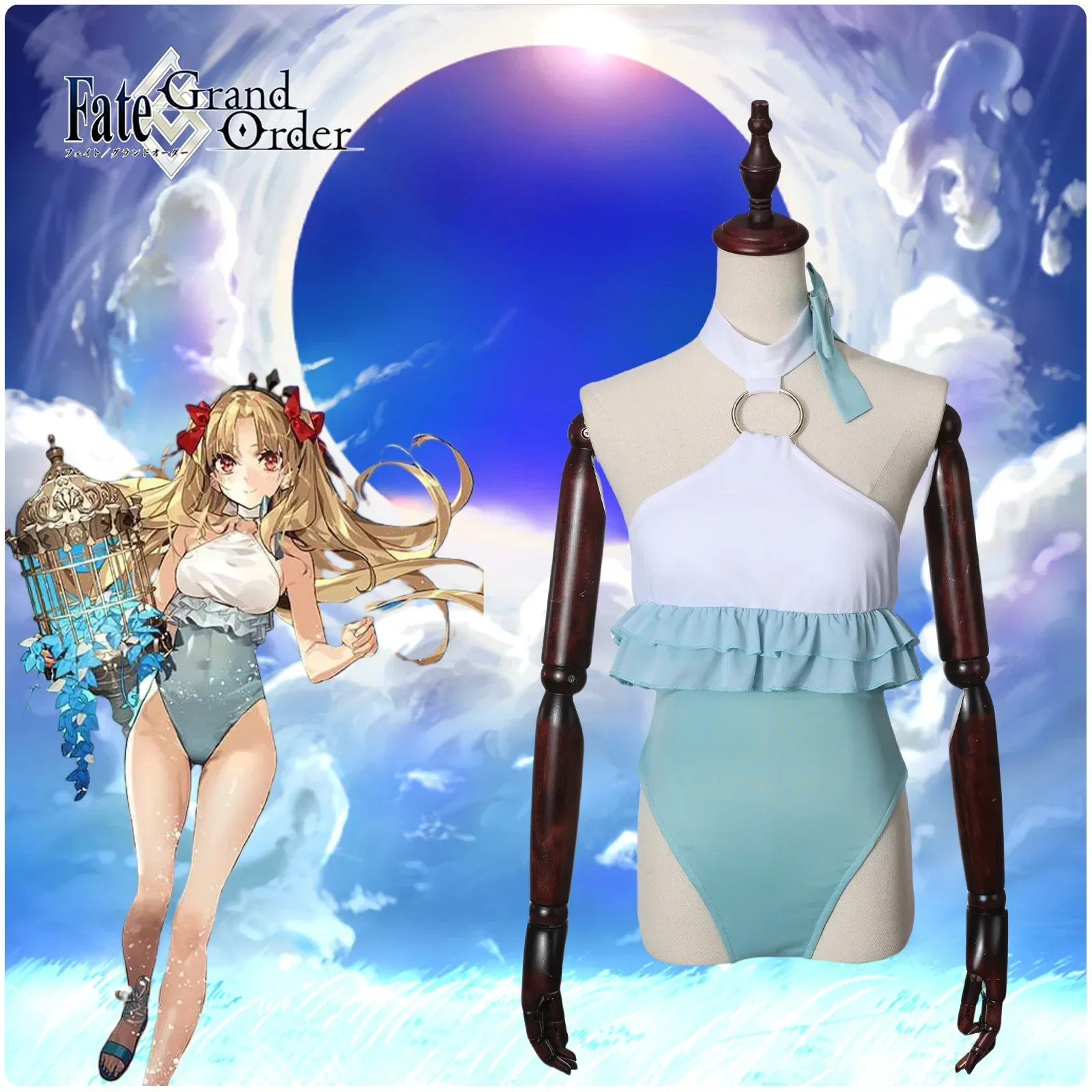 

2025 Space Ereshkigal Swimsuit Cosplay Costume Bodysuit Headdress for Women Girls Summer Halloween Party Exotic Sailor Clothes