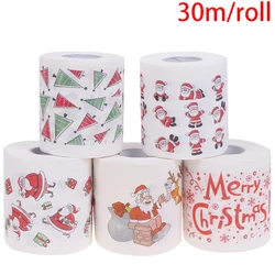 30m/roll Christmas Table Napkin Home Santa Claus Bath Toilet Roll Paper Xmas Decor Tissue Christmas Decorations New Year Gifts