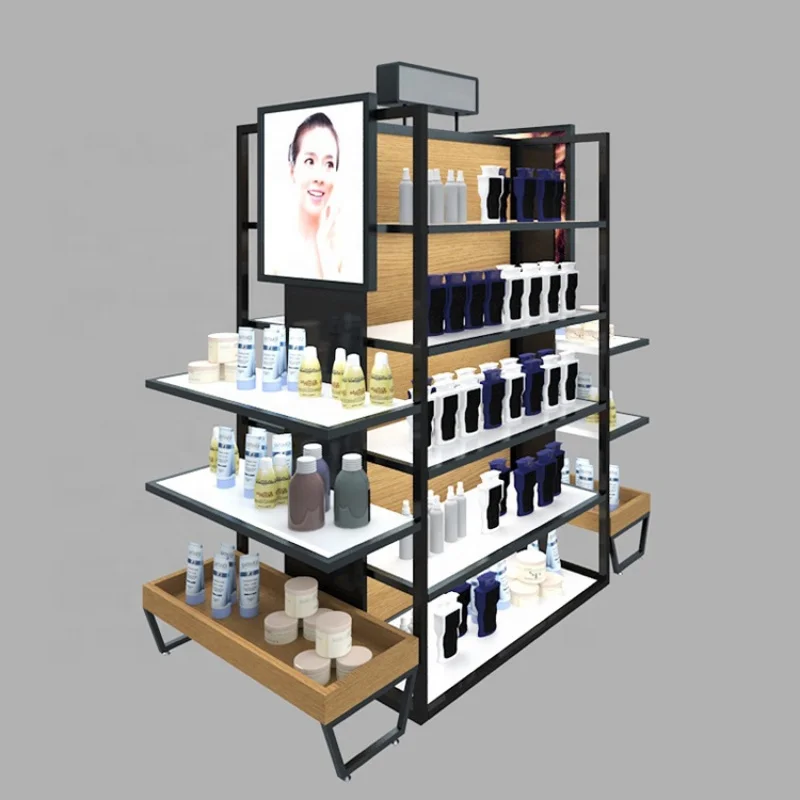 custom.Wood display fixtures for perfume display cabinet cosmetic shop display stand showcase furniture design