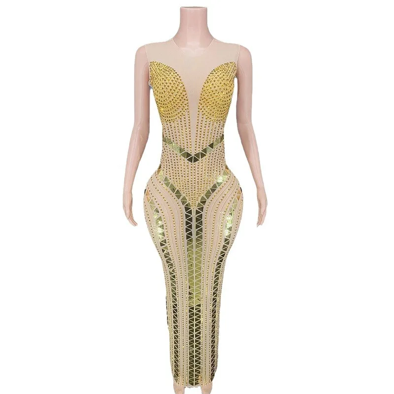 

Shiny Sequins Sleeveless Long Dress - Elegant For Dinner, Sexy For Club Off-Shoulder Dresses Robe De Soiree Elegante Pour Femme
