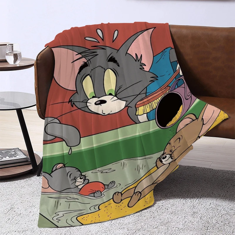 Funny Cartoon T-Tom and J-Jerry Blanket Thick Blankets for Winter Furry Bedspread on the Bed Knee Sofa Warm Baby & Throws Fleece