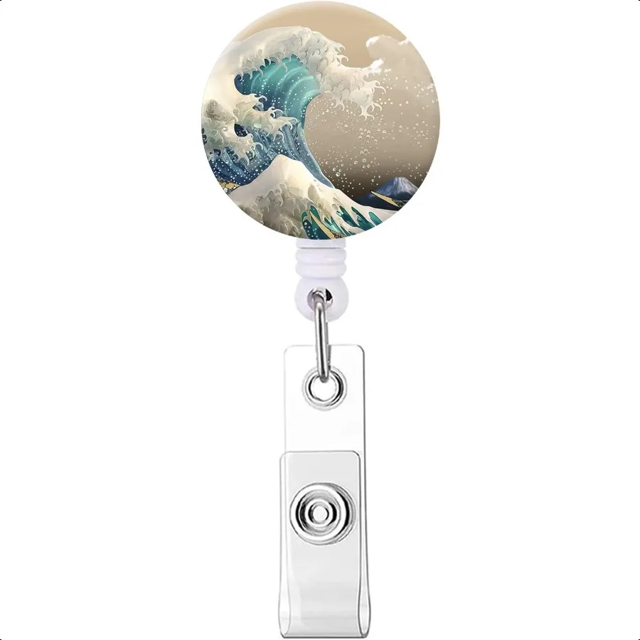 

Катушка для бейджей Выдвижной держатель для бейджей Катушки для бейджей с зажимом типа «крокодил» на держателях для удостоверений личности Ocean Waves