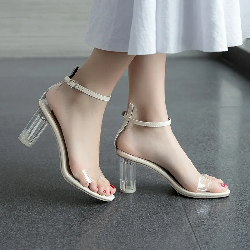 

2022 New Shoes Women Summer Sandals High Heel Shoes Woman Transparent Crystal Fashion Sandals Ladies Gladiator Female Sandals