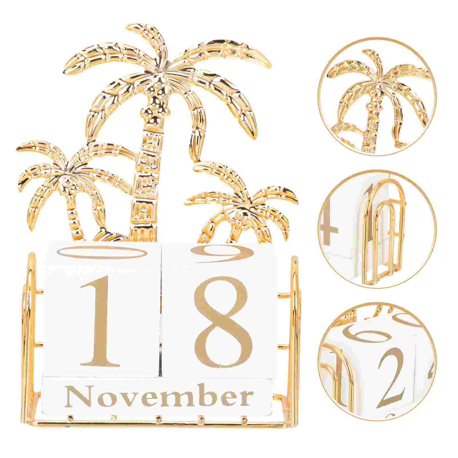 Calendario Decorazione Casa Blocco di legno Quadrato Ragazza creativa Mattone in metallo Foglia di tartaruga Scrivania Bambino perpetuo