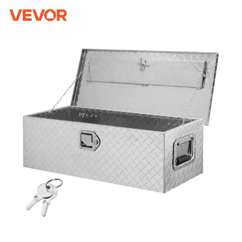 VEVOR Heavy Duty Aluminum Truck Bed Tool Box Plate Tool Box with Side Handle and Lock Keys Storage Tool Box for PickupTruck Bed