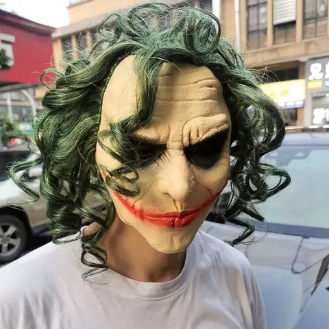 The Dark Knight Joker Cosplay Mask Halloween Party Unisex Adult Latex Mask Head Cover Party Performance Stage Props