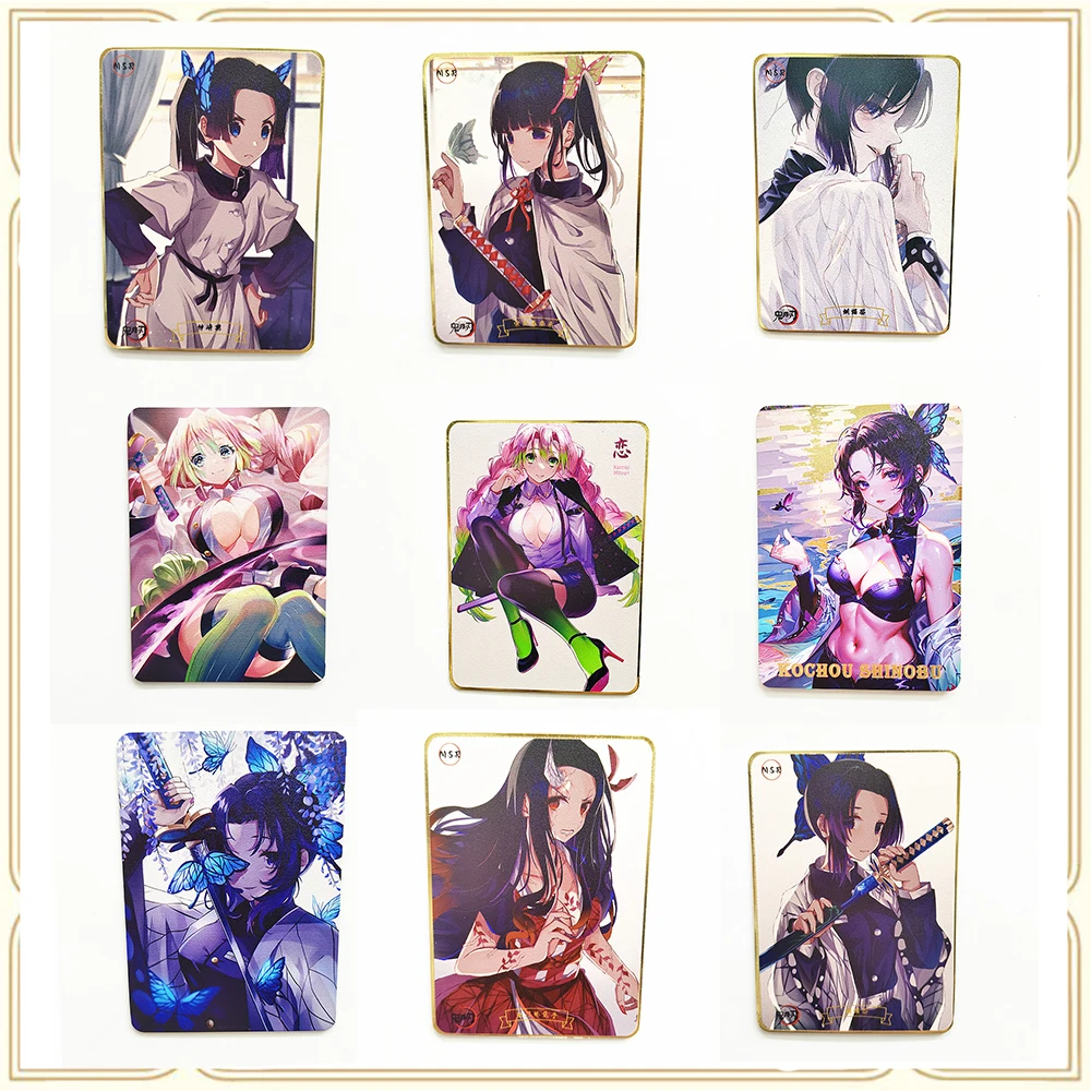 

Anime Demon Slayer DIY ACG Boys Game Toys Christmas Birthday Gift Collectible Cards Kamado Nezuko Shinobu Sexy Metal Card