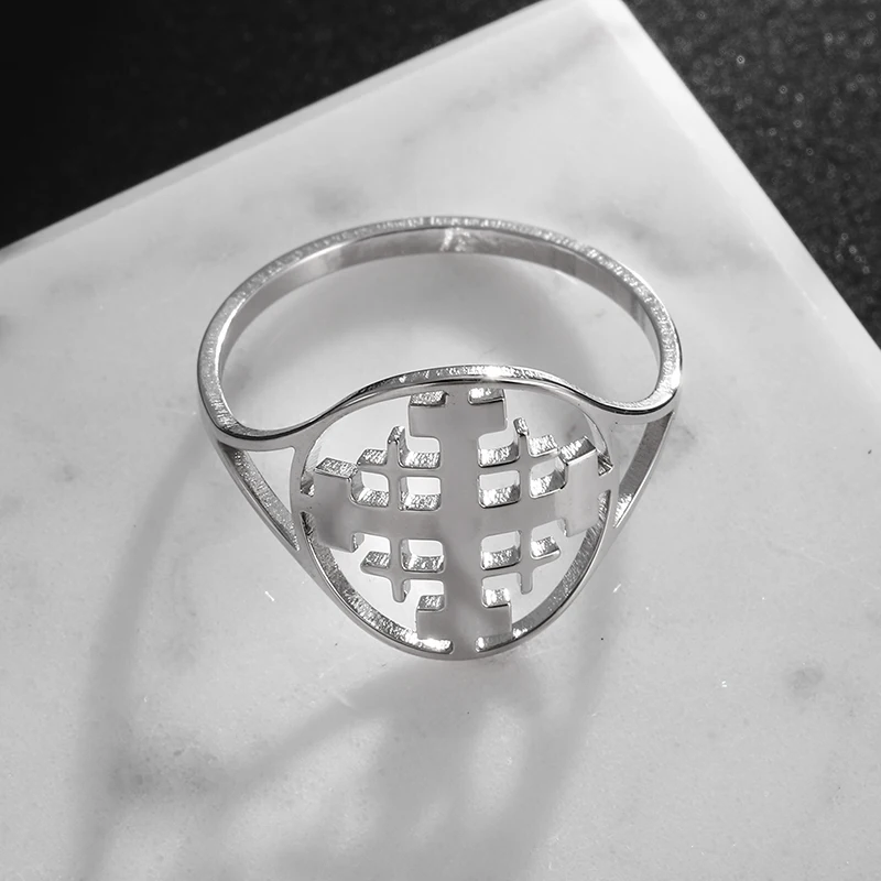 Cut Hollow Cross Oriental Geometric Ring for Men and Women Personalized Glory Jewelry Accessories Gifts