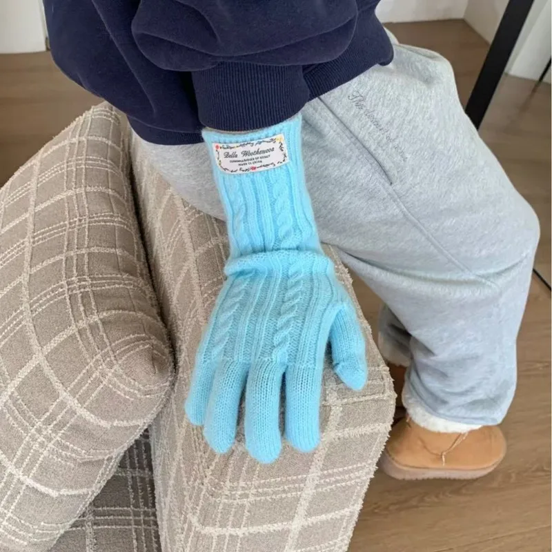 2026 Fall Winter Women'S Textured Knit Gloves - Sweet Touchscreen Warm Five Finger Coldproof Cold Weather