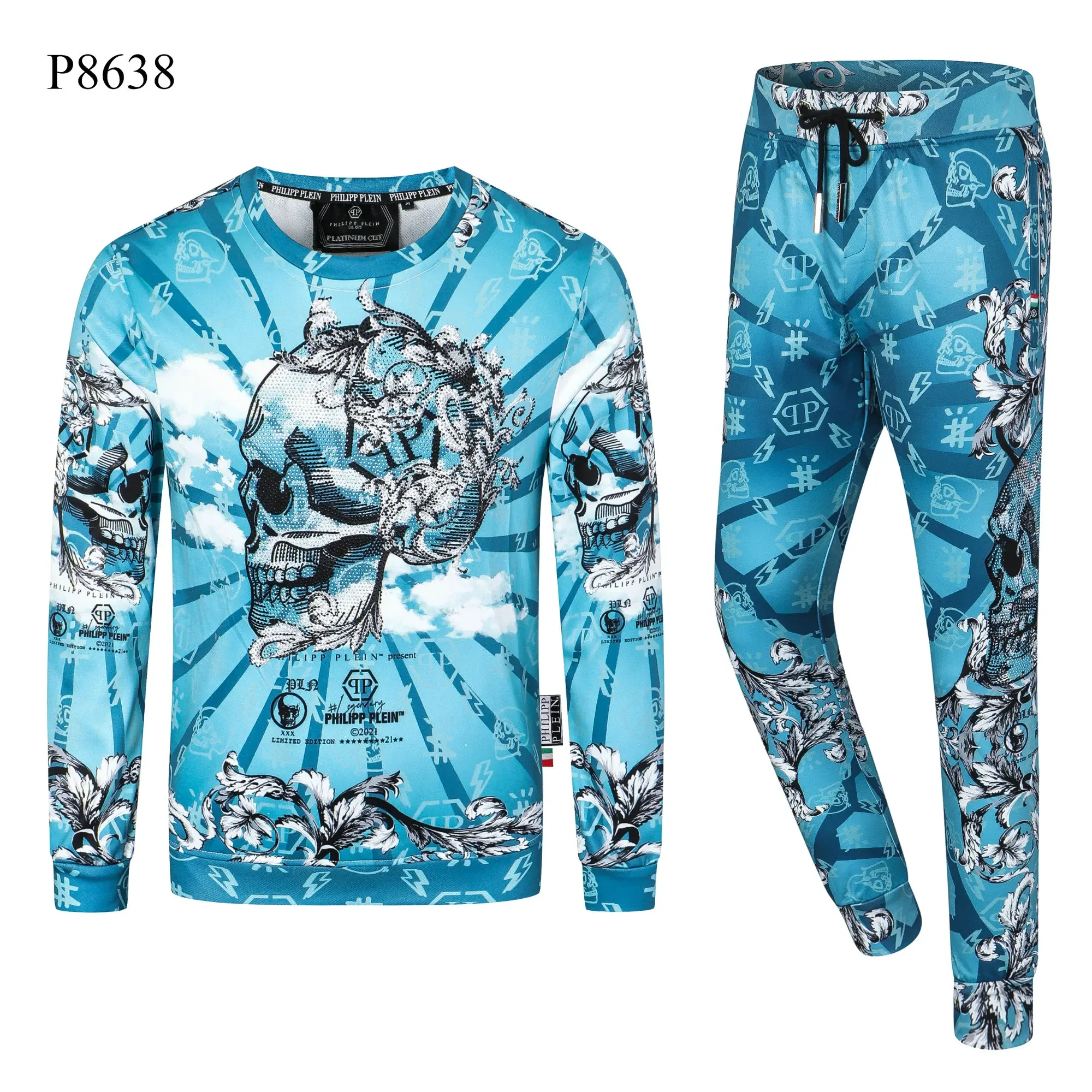 Sports PP Suits Men's jump joggers sets Men QP Philipp Casual Pants Comfortable Round Neck 2PCS hoodies pants Plein Tracksuits