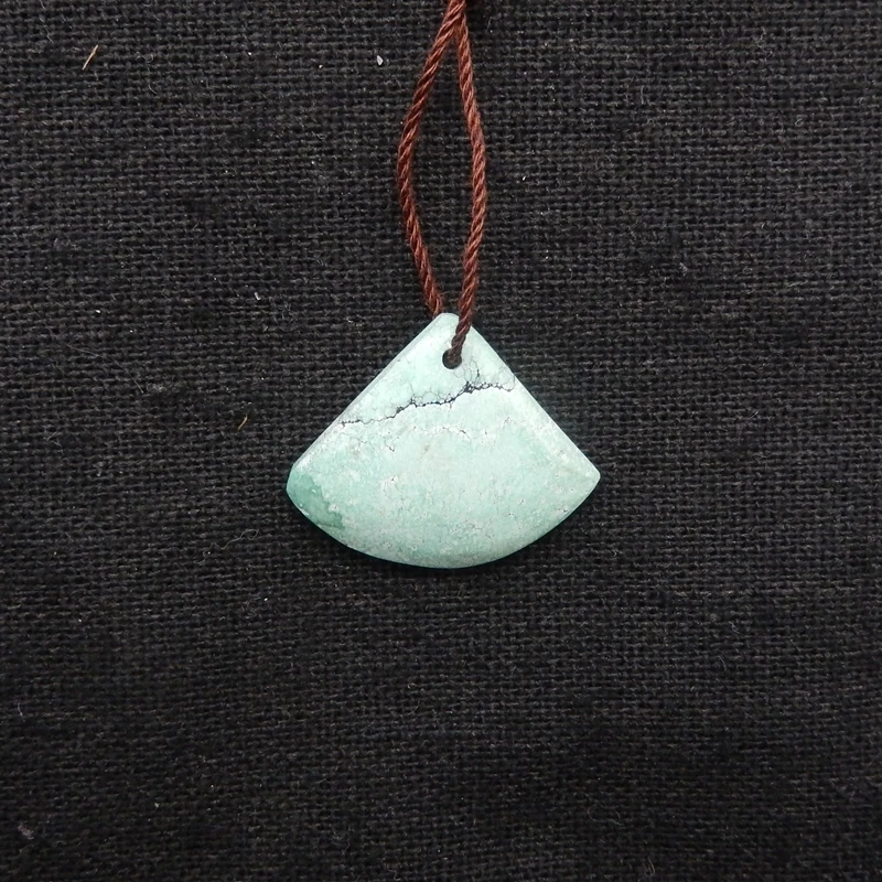 Natural Turquoise Fan Shape Front Drilled Pendant Beads 22x18x4mm 1.6g Necklace Accessories