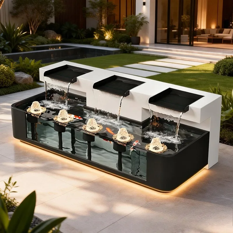 Aluminum alloy outdoor running water ornament landscape fish pond landscaping courtyard garden flower box decoration water