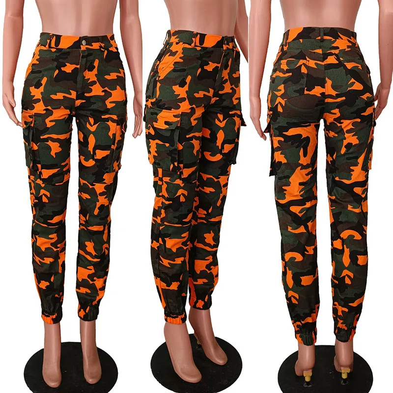 Doyerl Camouflage Cargo Pants for Women Y2K Vintage Harajuku High Waist Casual Ladies Trousers Camo Print Sweatpants