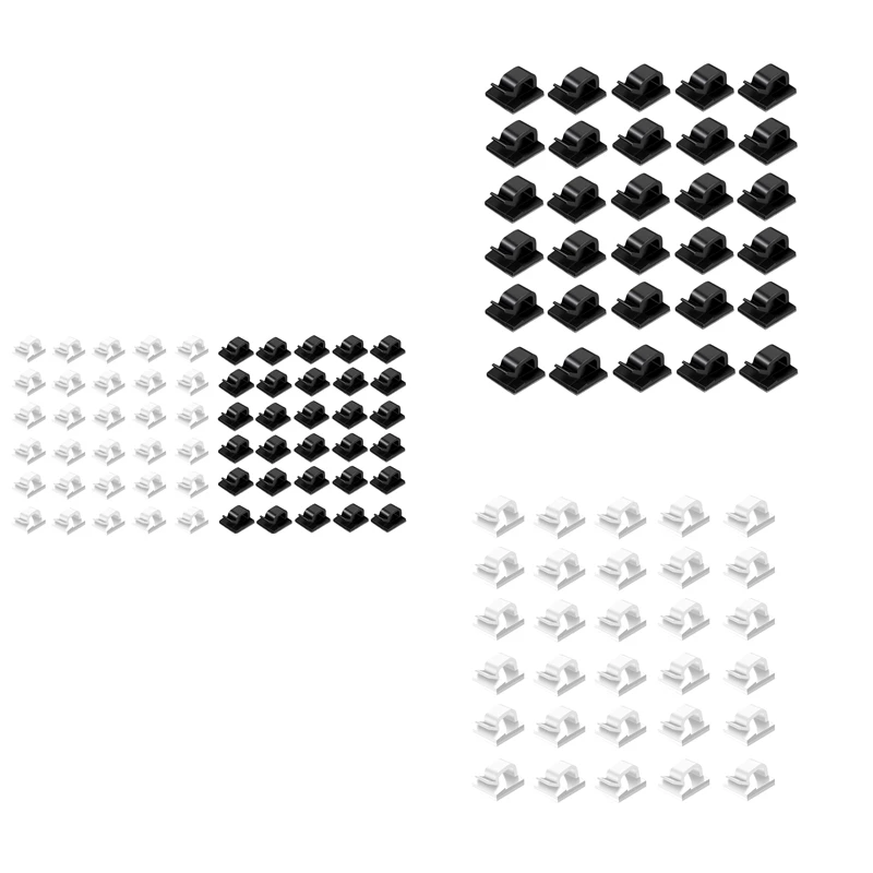 

60Pc Cable Clips Adhesive Organizer Cord Holder For Car Office And Home