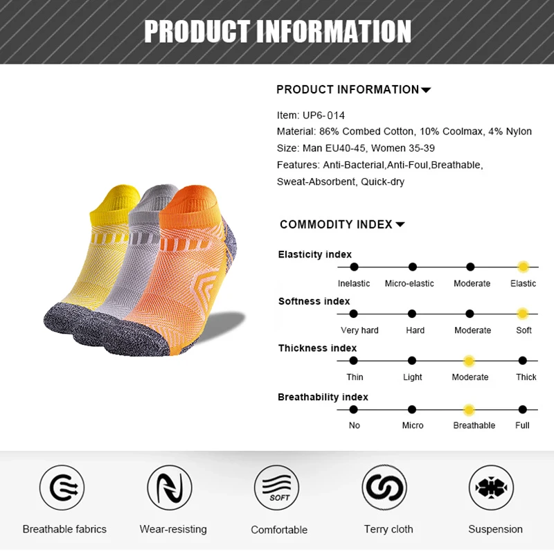 3 짝/몫 Coolmax 코튼 양말 남자 여자 스포츠 러닝 양말 사이클링 승마 자전거 자전거 축구 통기성 농구 삭스