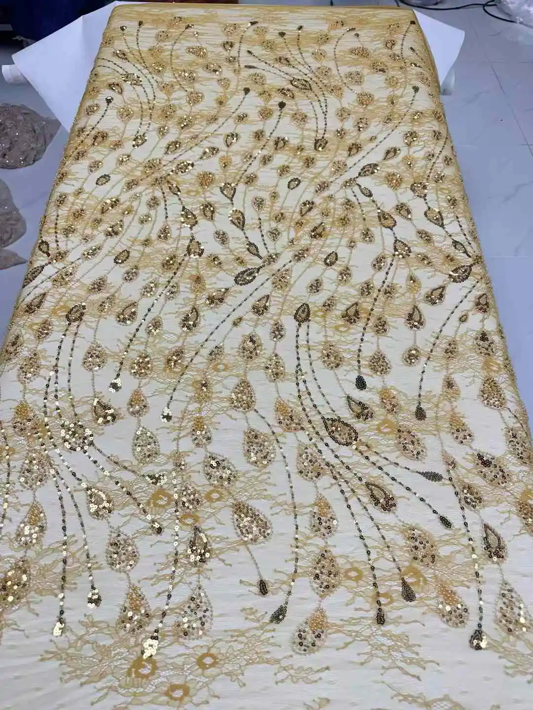 African Mesh Lace Sequins Fabric 2024 Nigerian Lace Groom Embroidered Lace Fabric French Net Material For Women Wedding Dresses