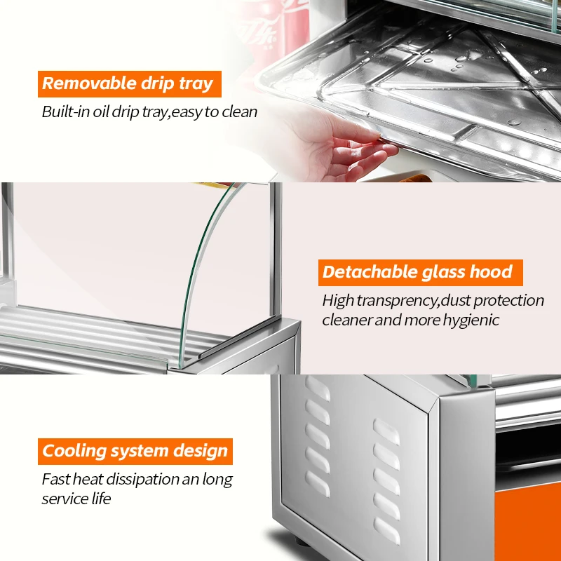 آلات الوجبات الخفيفة التجارية الكهربائية آلة هوت دوج الأسطوانة هوت دوج شواء لمتجر الوجبات السريعة