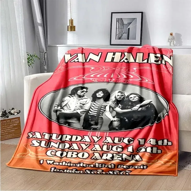 Van Halen logo printed Flannel blanket cartoon warm soft blanket with bed cover print, sofa, picnic napping fluffy blanket