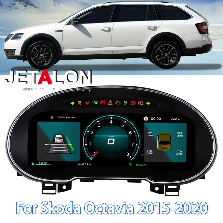 New LCD Android Screen For Skoda Octavia 2015-2020 Speedometer Car Digital Cluster Virtual Cockpit Dashboard Instrument Panel