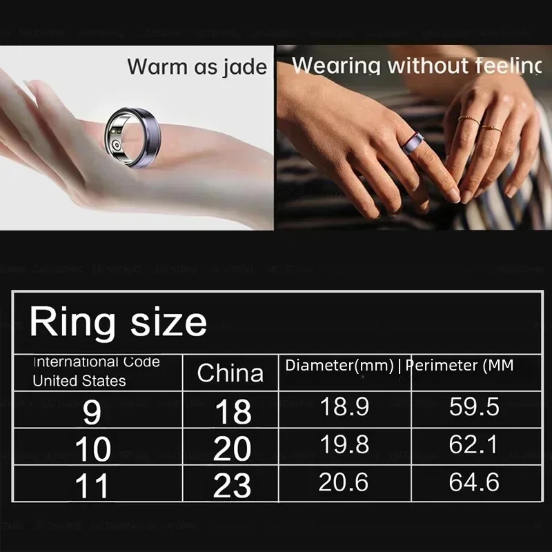 Anillo inteligente de actividad física para mujer, Monitor de ritmo cardíaco, sueño, oxígeno en sangre, presión arterial, anillo de dedo para IOS, Android, regalos