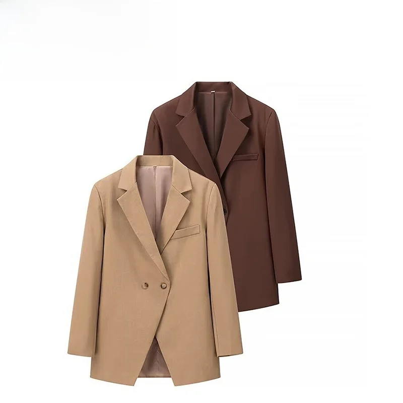 

JNLEAOG Весенняя новинка: Женский модный однотонный пиджак прямого кроя с длинными рукавами из полиэстера, стройнящая верхняя одежда