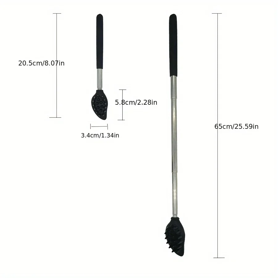 Telescopic Brush Scratch Your Back in The Shower Stainless Steel Soft Silicone Brush Massage Back Skin Bath Massage Long Brush