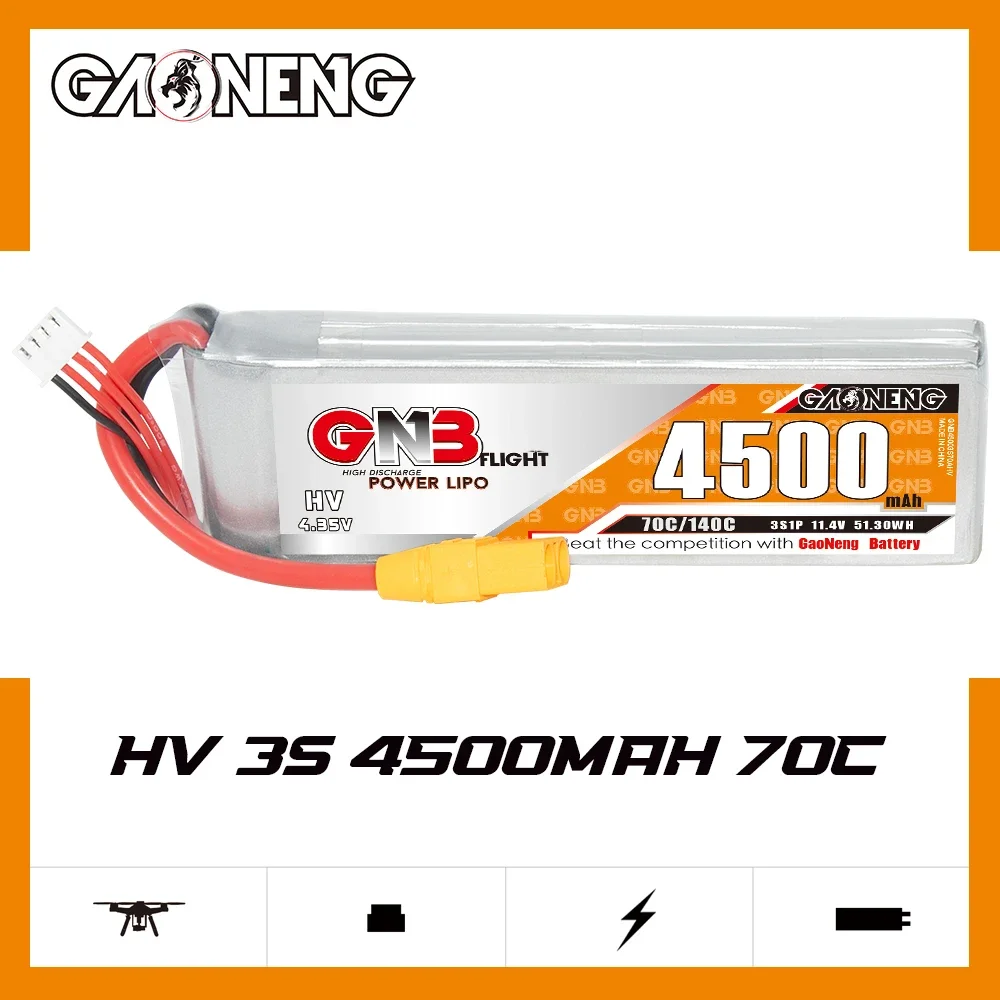 GAONENG GNB 4500mAh HV 3S 70C 140C 11.4V XT90 LiPo Battery RC Truck Airplane Helicopter MultiCopter RC Boat RC Hobbies