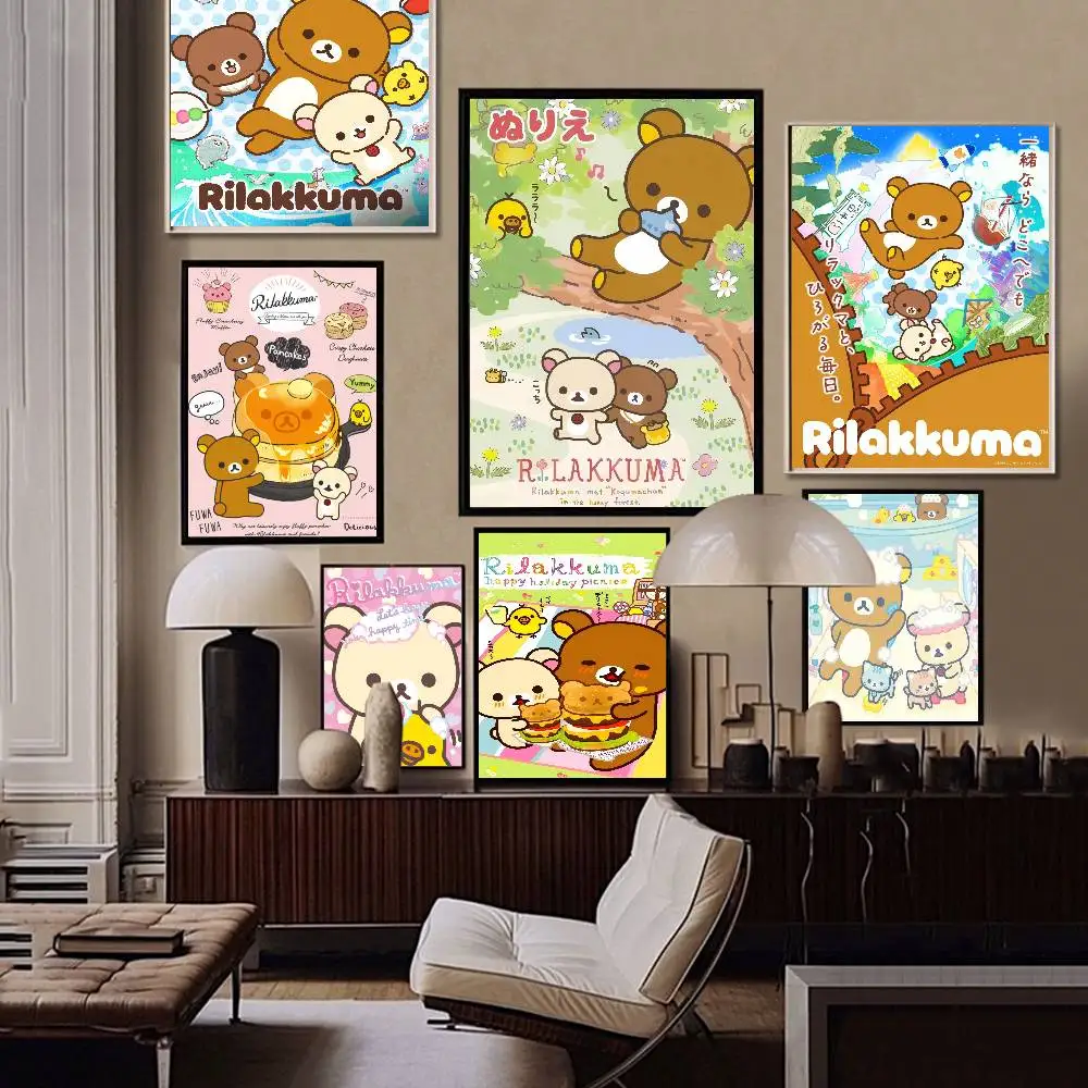 Anime Cute Cartoon R-Rilakkuma Classic Vintage Posters HD Quality Wall Art Retro Posters For Home Room Wall Decor