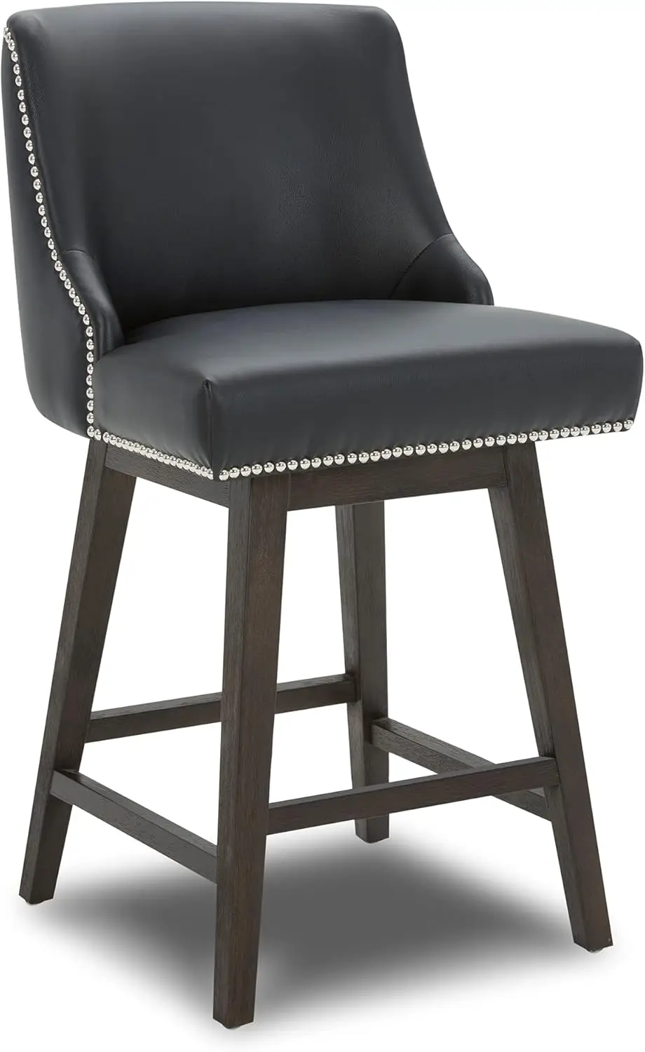 

Поворотные барные стулья с высотой стойки, сертифицированные FSC, современная обивка деревянными ножками, высота сиденья 26 футов, черная искусственная кожа