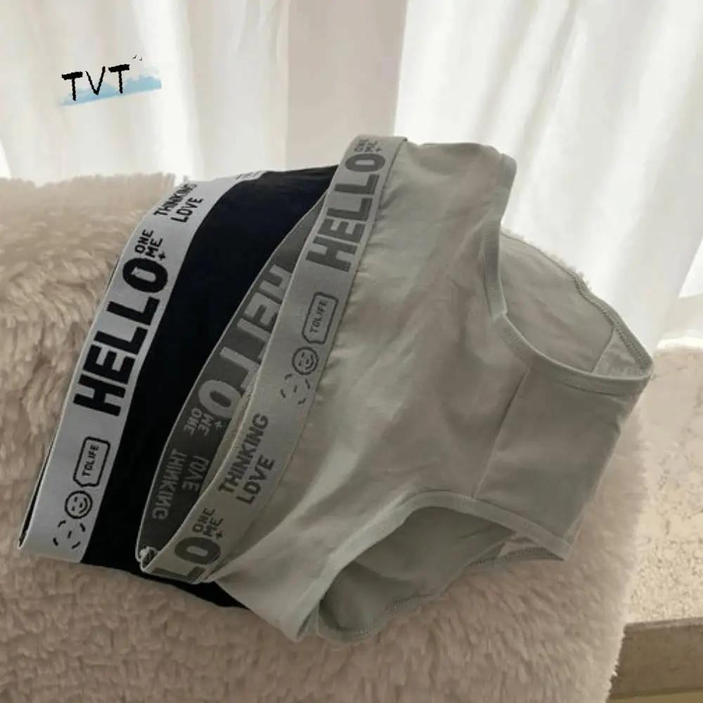 

4Pcs Cotton Crotch Women Cotton Panties Set English Letter Low Waist Sports Style Briefs Underwear 4PCS Letter Underpants Girls