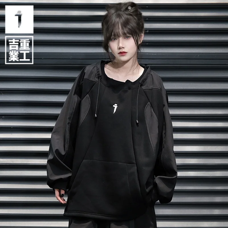 11 BYBB'S DARK Women Techwear Sweatshirts Color Patchwork Function Tactical Pullover Hoodie Hip Hop Streetwear Sweat Shirt Tops