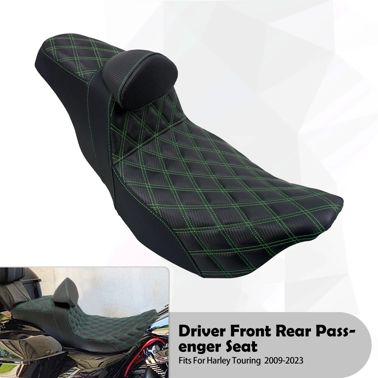 2-Up Motorrijder Passagiersstoel Met Verstelbare Rugleuning Kussen Voor Harley Touring Electra Road Glide 09-23 Lederen Zetel