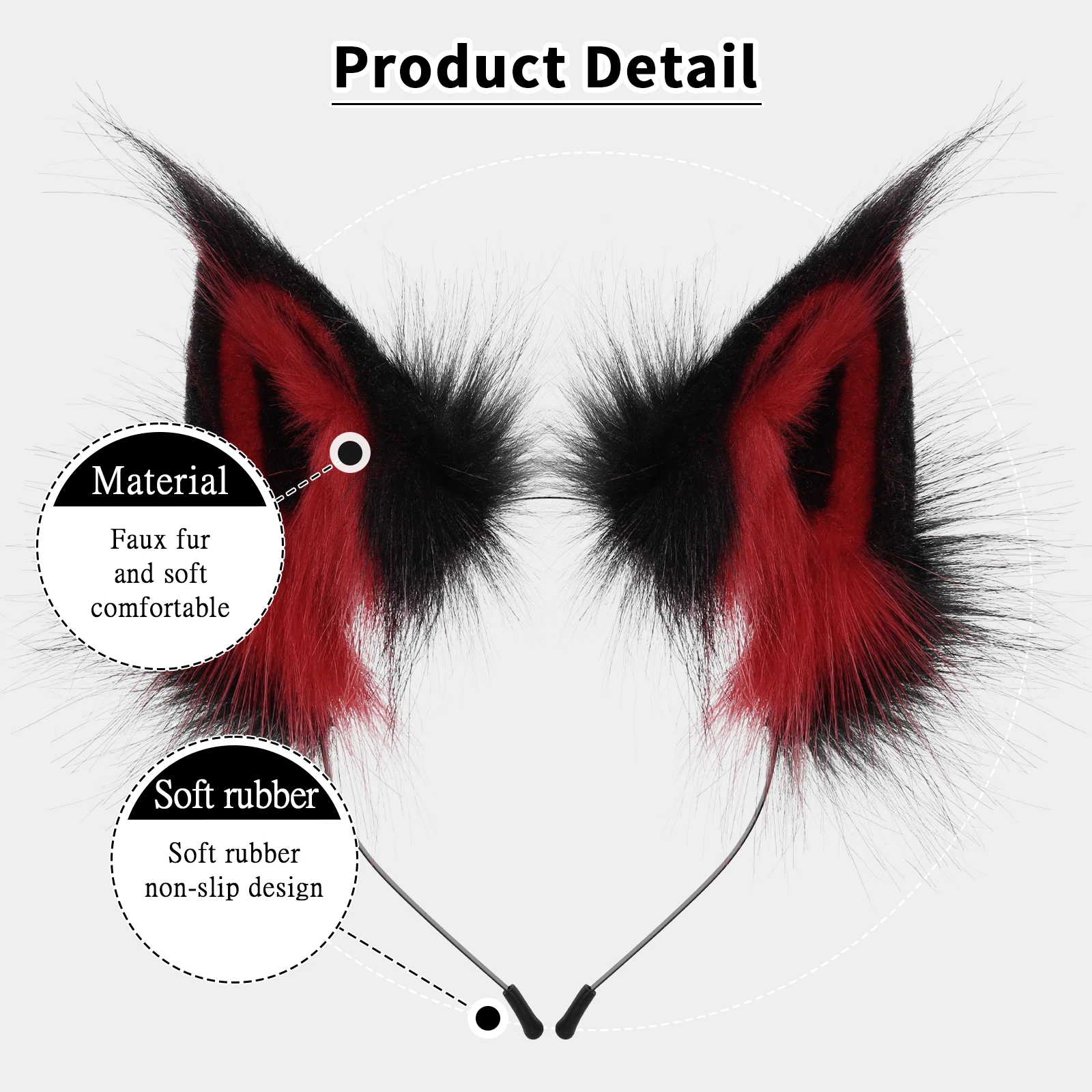 Handmade Faux Fur Wolf Fox Ear Headband Cosplay Hair Accessory Adult Amazon.com: VIGVAN Handmade Wolf Fox Ears Animal Cosplay  main image 3