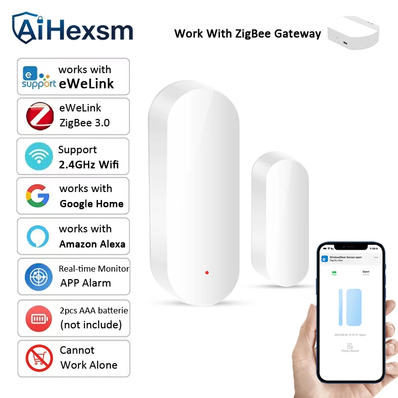 ZigBee Door Window Sensor eWeLink APP Smart Home Security Protection Door Open Closed Detector for Gateway Alexa Google Alice