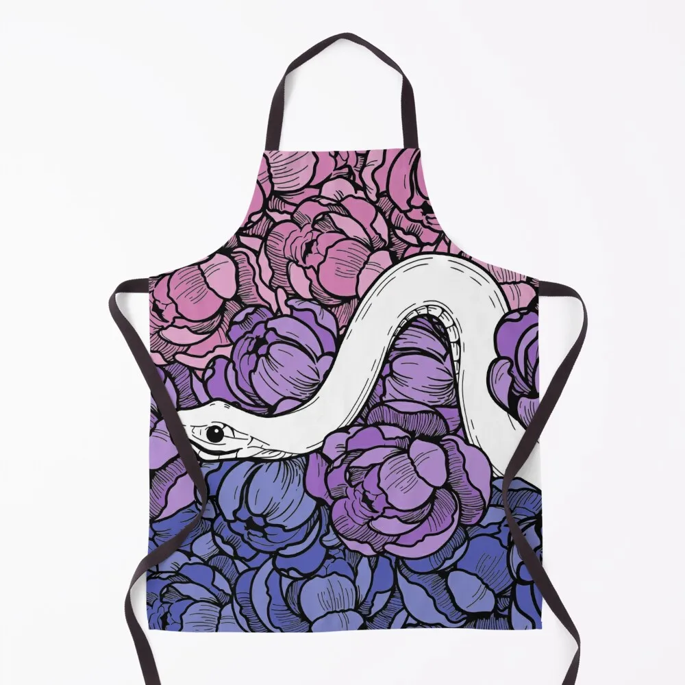 

Bisexual Pride Floral Snake Design Apron Chef Uniform Women kitchen clothes for men Apron