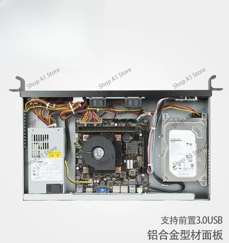 1U chassis, short 250MM ITX main board MINI server box aluminum panel, call center atom chassis