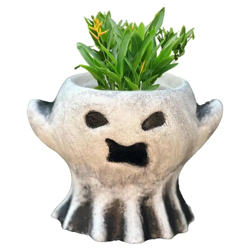 

Halloween Decor Ghost Planter Ghost Vase Bucket Horror Theme Succulent Spooky Festival Resin Creative Flower Pot For Garden