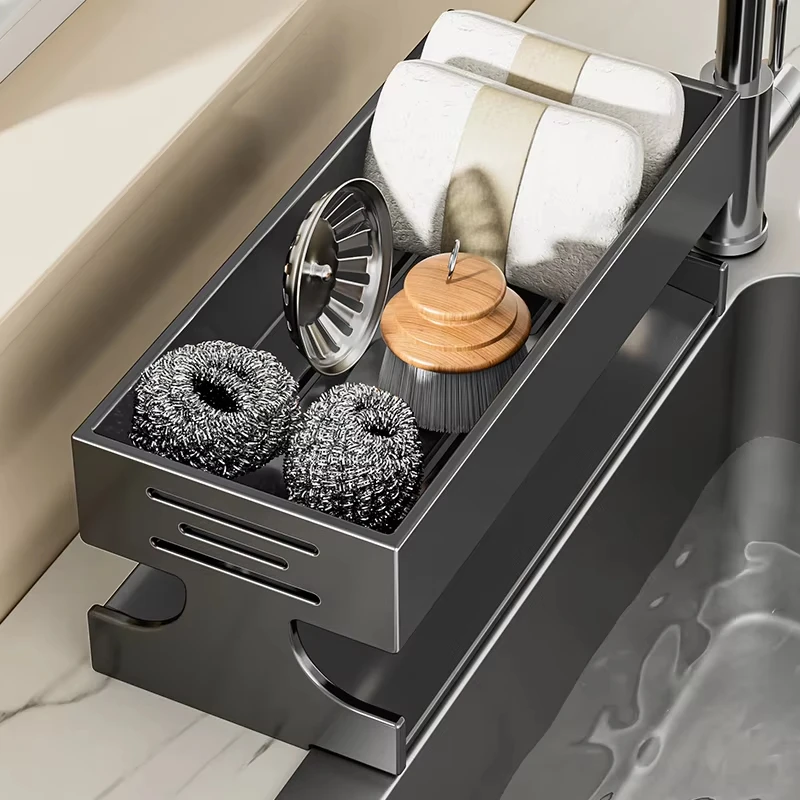 1pc Küche Waschbecken Ablassen Rack Reinigung Werkzeug Lagerung Rack Schwamm Lappen Pinsel Organizer Bad Küche Multifunktionale Organizer