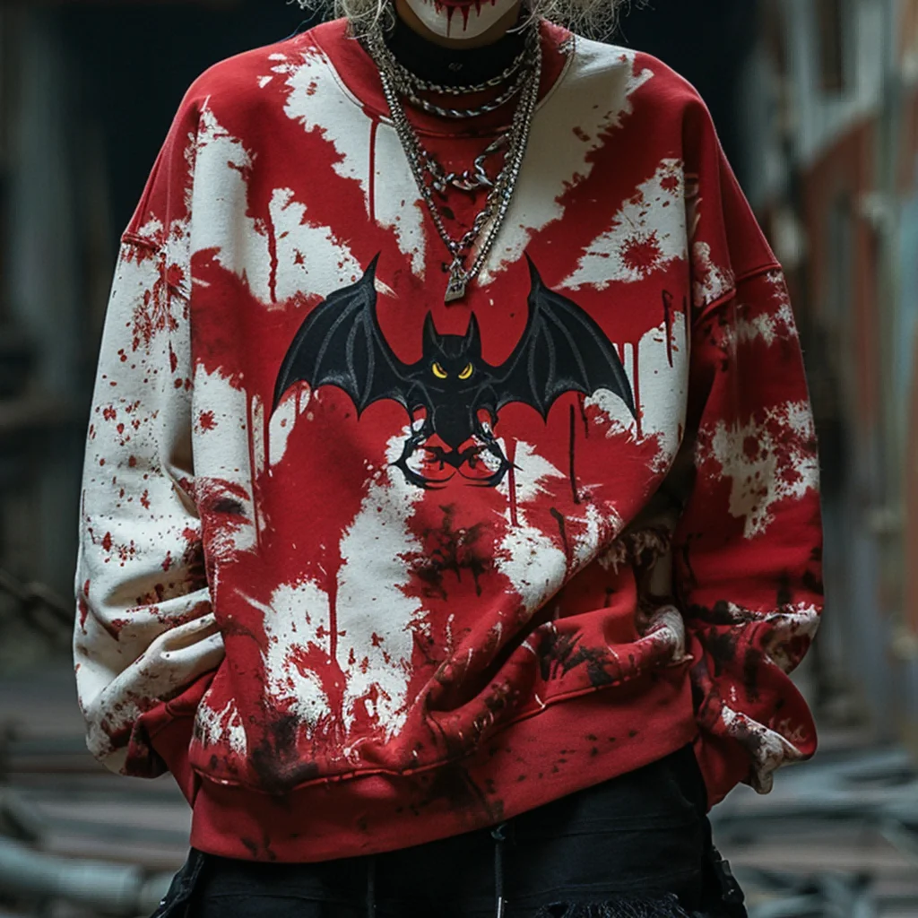 Ropa deportiva de estilo gótico con estampado de murciélago Joker de Halloween para hombre, ropa deportiva informal y cómoda de talla grande para otoño/invierno