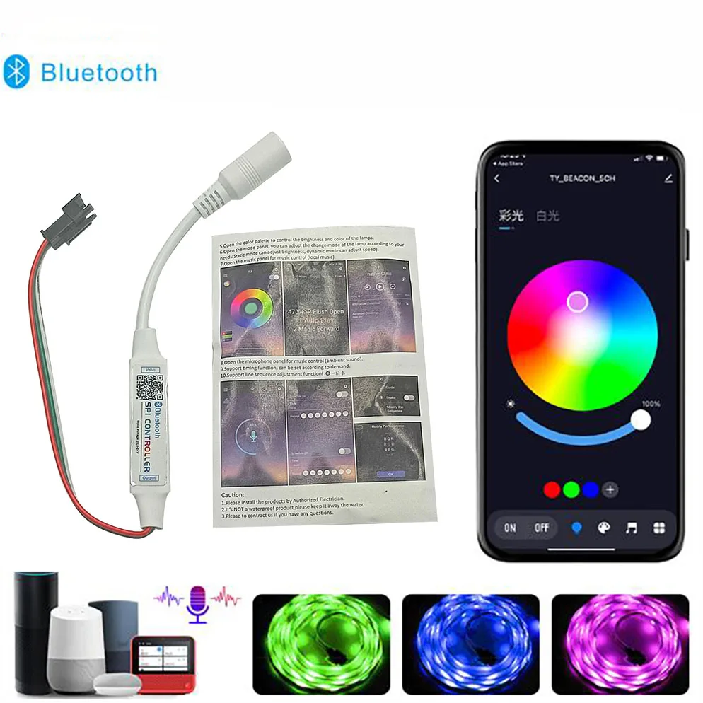Pixel Fluindo LED Light Band Controller, Bluetooth Fantasma, WS2811, WS2812B, DC 5-24V