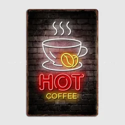 Coffee Neon Metal Sign Poster Garage Living Room Decoration Cinema Living Custom Tin Vintage Home Decorations Wall Decor