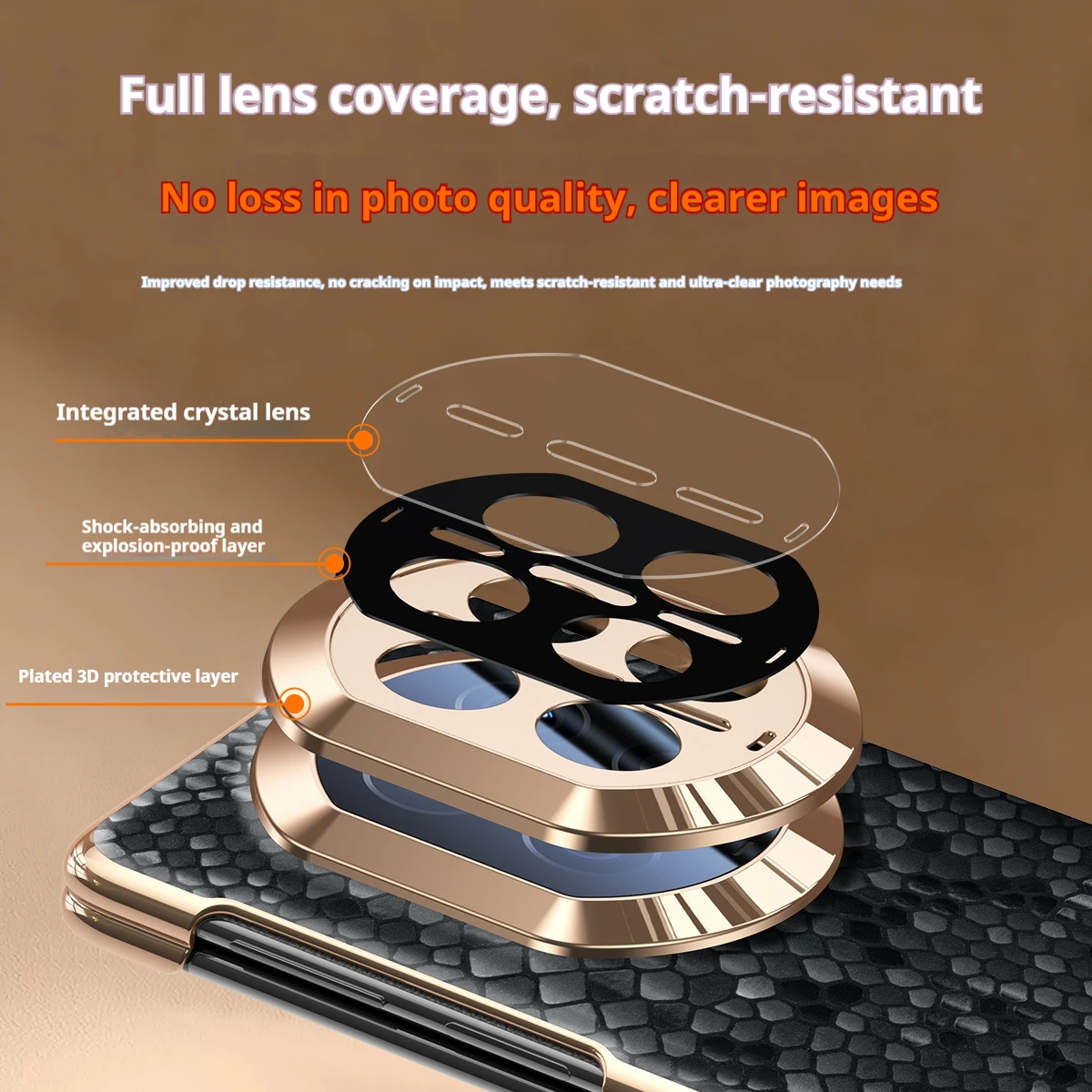 High End Dragon Scale Texture Genuine Leather Phone Case, For Huawei Mate X7 X6 X5 Lens Full Protection, Rotating Bracket Cover - view 3