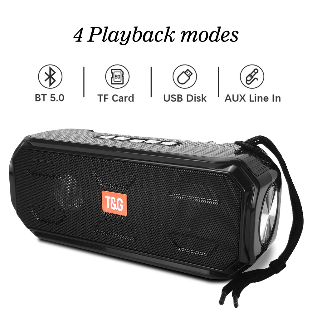 Outdoor Bluetooth Speakers Column Wireless Riding Stereo Music Player TG280 1200mAh AUX FM Radio Flashlight