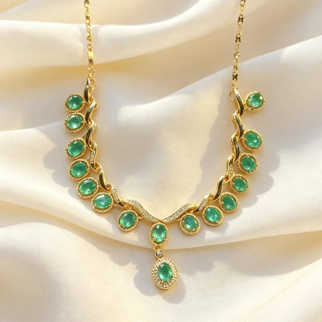 Luxury Fashion Jewelry Natural Emerald Collarbone Chain S925 Pure Silver Transparent Green Gem Premium Wedding Anniversary Gift